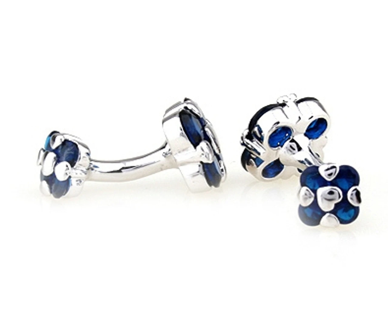 Double-sided Blue Swarovski® Crystal Floral Shape Cufflinks (V-CF-C1004BL) 5 Double-sided Blue Swarovski® Crystal Floral Shape Cufflinks (V-CF-C1004BL) - Image 3