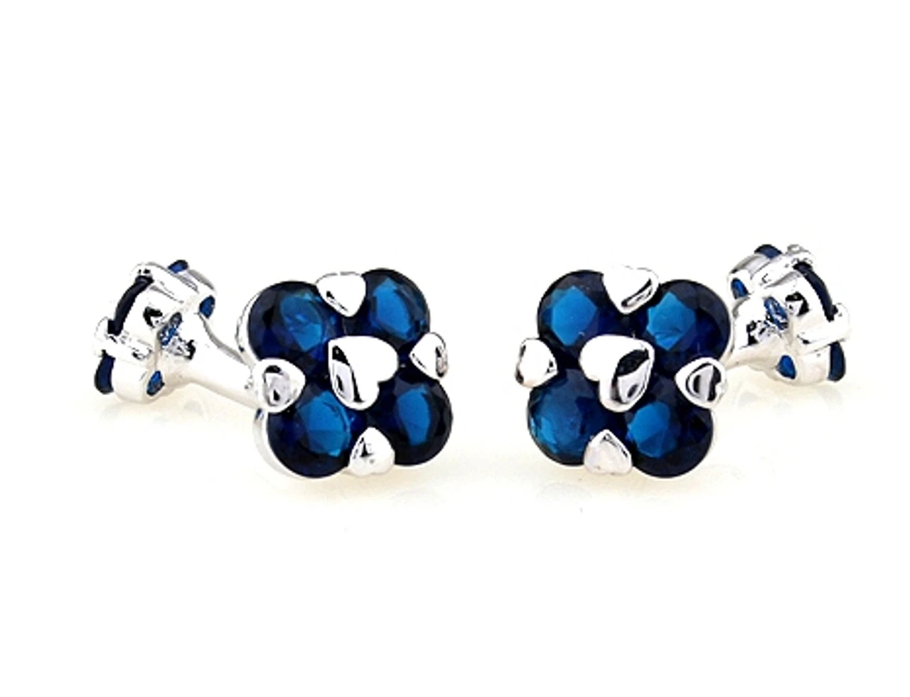 Double-sided Blue Swarovski® Crystal Floral Shape Cufflinks (V-CF-C1004BL) 6 Double-sided Blue Swarovski® Crystal Floral Shape Cufflinks (V-CF-C1004BL) - Image 4
