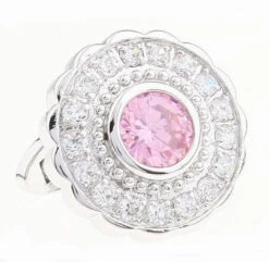 Large Round Pink Crystal Swarovski® Crystal Cufflinks (V-CF-C1400P-S)
