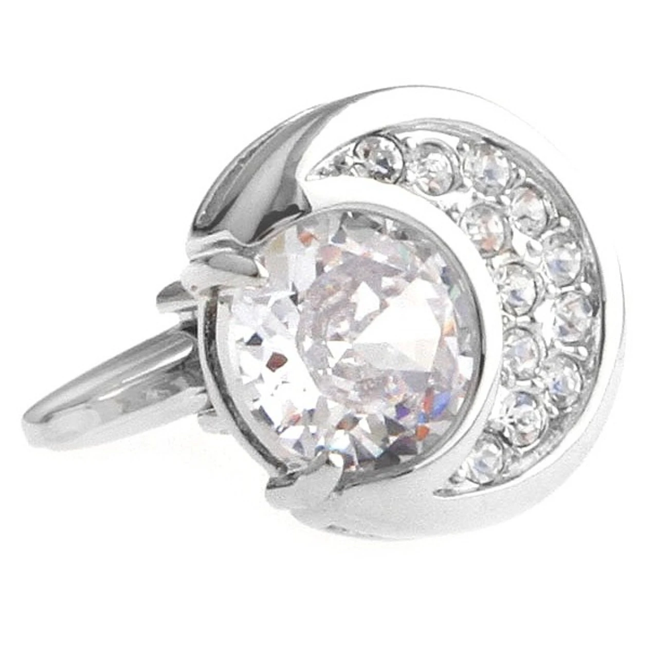 Diamond Swarovski® Crystal Moon Shape Cufflinks (V-CF-C40411C-S) 3 Diamond Swarovski® Crystal Moon Shape Cufflinks (V-CF-C40411C-S)
