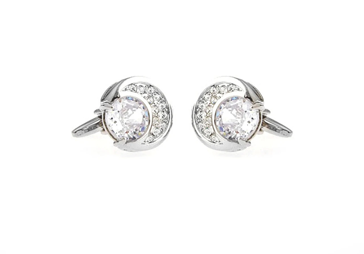 Diamond Swarovski® Crystal Moon Shape Cufflinks (V-CF-C40411C-S) 4 Diamond Swarovski® Crystal Moon Shape Cufflinks (V-CF-C40411C-S) - Image 2
