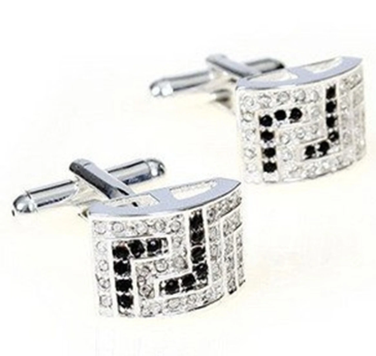 Silver Arch Crystals Cufflinks (V-CF-C417-S) 3 Silver Arch Crystals Cufflinks (V-CF-C417-S)