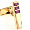 Gold Linear Design With Purple Swarovski® Crystal Cufflinks (V-CF-C504PR-G) -Fashion Formal Wear Store V CF C504PR G 2 15149.1522702633