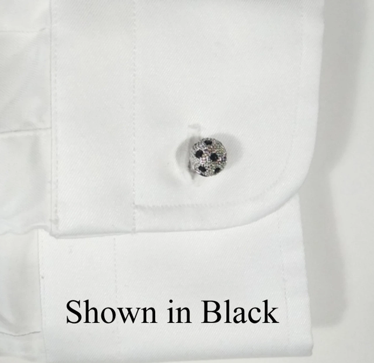 Small Silver With Black Swarovski® Crystals Dual Ball Cufflinks (V-CF-C509B-S) 5 Small Silver With Black Swarovski® Crystals Dual Ball Cufflinks (V-CF-C509B-S) - Image 3