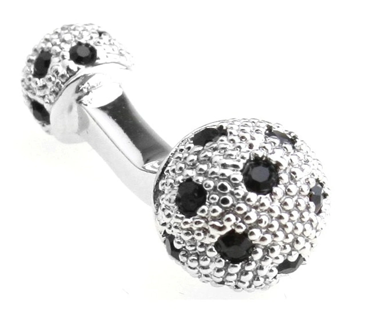 Small Silver With Black Swarovski® Crystals Dual Ball Cufflinks (V-CF-C509B-S) 3 Small Silver With Black Swarovski® Crystals Dual Ball Cufflinks (V-CF-C509B-S)
