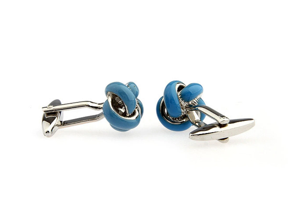 Blue Enamel Classic Love Knot Cufflinks (V-CF-C510032BL) 5 Blue Enamel Classic Love Knot Cufflinks (V-CF-C510032BL) - Image 3