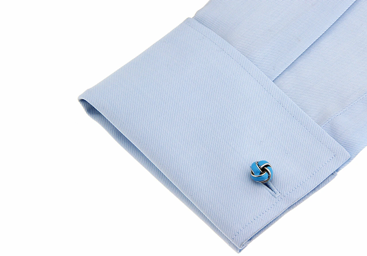 Blue Enamel Classic Love Knot Cufflinks (V-CF-C510032BL) 4 Blue Enamel Classic Love Knot Cufflinks (V-CF-C510032BL) - Image 2