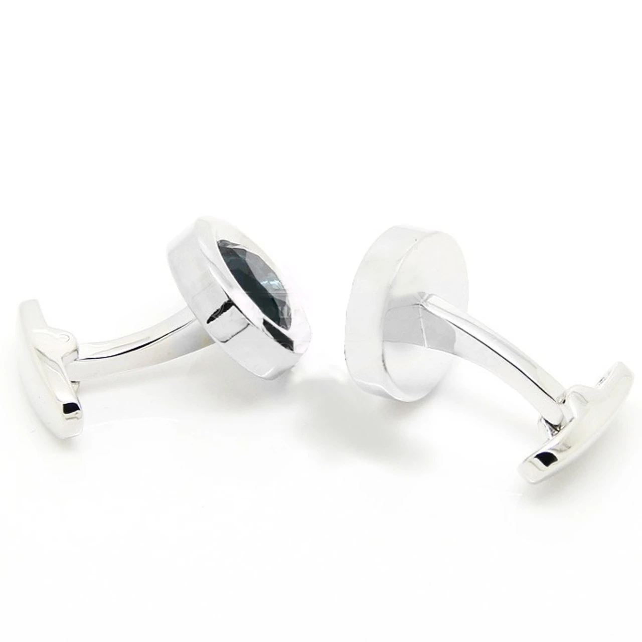 Blue Circle Swarovski® Crystal Cufflinks (V-CF-C52119-BL) 4 Blue Circle Swarovski® Crystal Cufflinks (V-CF-C52119-BL) - Image 2