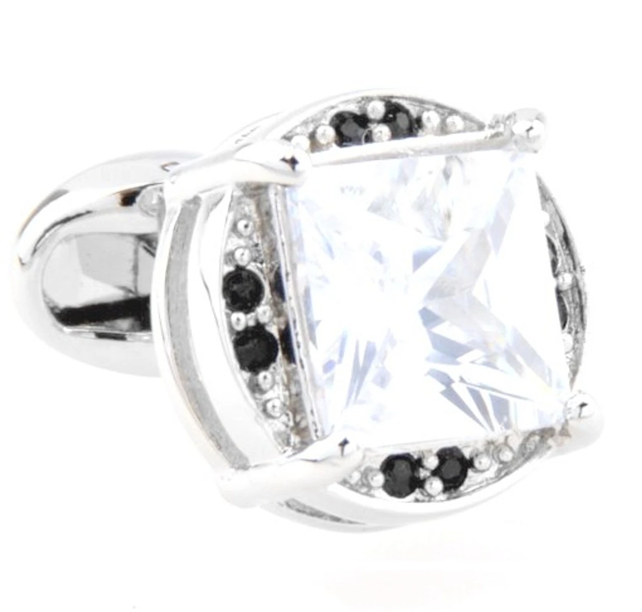 Large Diamond Center Swarovski® Crystal Cufflinks (V-CF-C52785-C) 3 Large Diamond Center Swarovski® Crystal Cufflinks (V-CF-C52785-C)