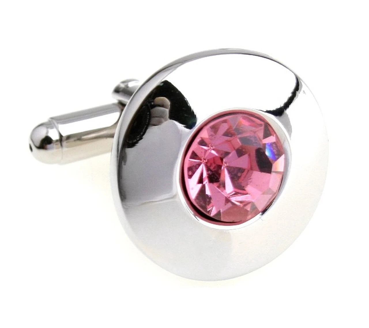Round Center Pink Crystal Circle Cufflinks (V-CF-C56722-P) 3 Round Center Pink Crystal Circle Cufflinks (V-CF-C56722-P)