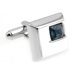 Blue Petite Square Crystal Cufflinks (V-CF-C5753BL)