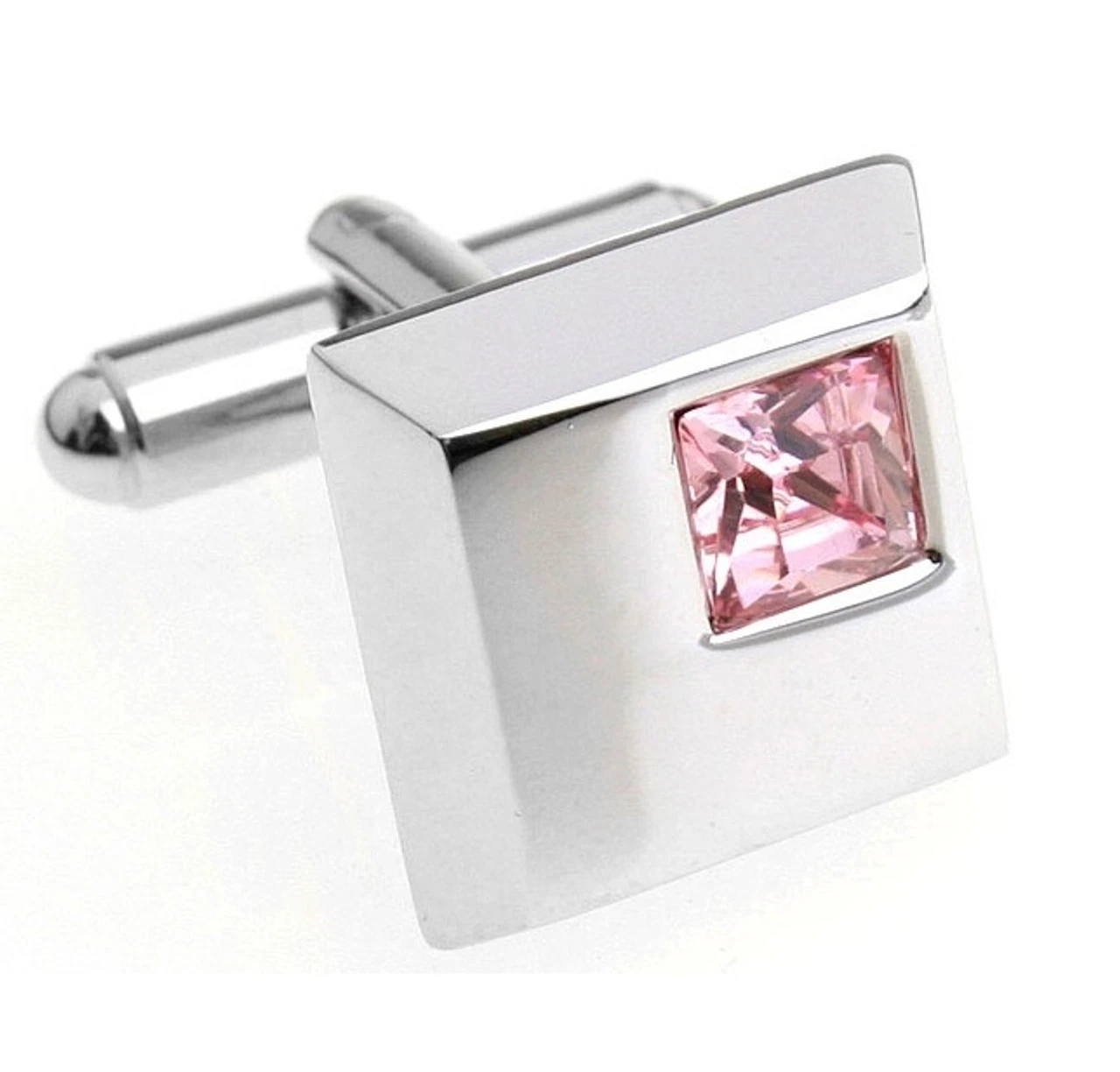 Pink Petite Square Crystal Cufflinks (V-CF-C5753P) 3 Pink Petite Square Crystal Cufflinks (V-CF-C5753P)