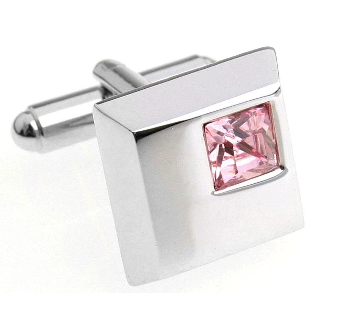 Pink Petite Square Crystal Cufflinks (V-CF-C5753P) 7 Pink Petite Square Crystal Cufflinks (V-CF-C5753P) - Image 5