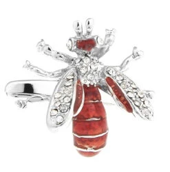 Red Hornet With Swarovski® Crystals Cufflinks (V-CF-C5759)