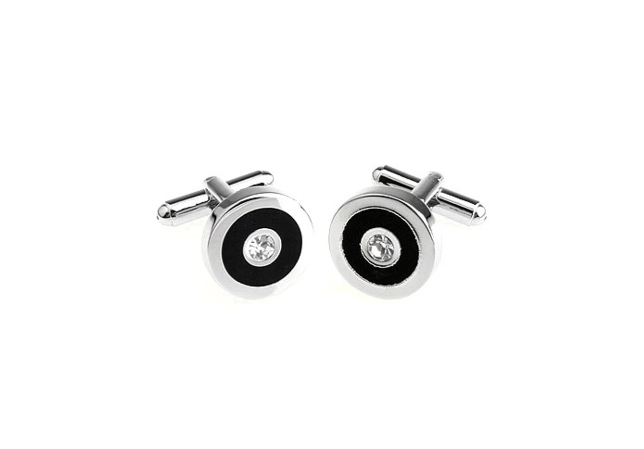 Diamond Crystal In A Black Circle Cufflinks (V-CF-C5906C) 6 Diamond Crystal In A Black Circle Cufflinks (V-CF-C5906C) - Image 4