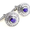 Round Purple & Diamond Swarovski® Crystal Cufflinks (V-CF-C600PR) -Fashion Formal Wear Store V CF C600PR 2 82966.1522715135