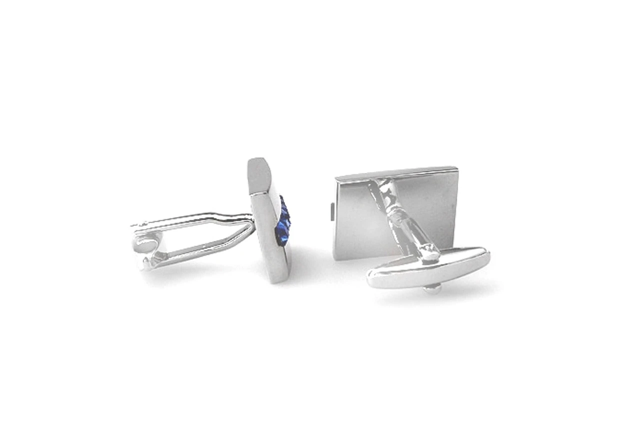 Lined Blue Crystals Cufflinks (V-CF-C60131BL-S) 4 Lined Blue Crystals Cufflinks (V-CF-C60131BL-S) - Image 2