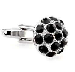 Black Crystal Dome Cufflinks (V-CF-C60192B)