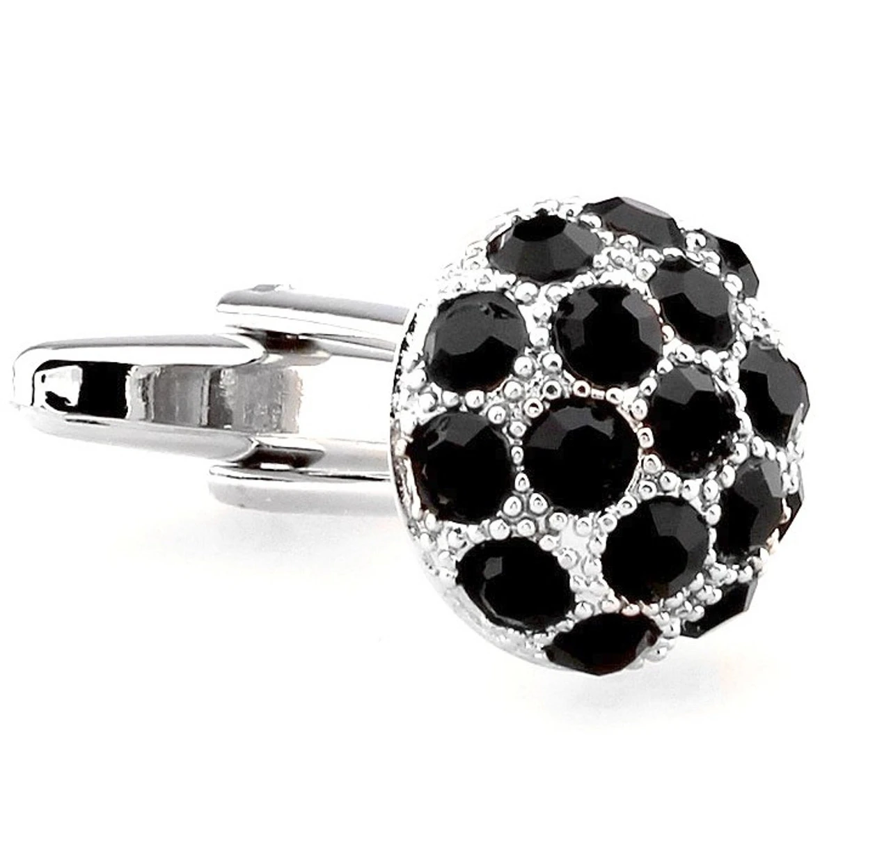 Black Crystal Dome Cufflinks (V-CF-C60192B) 3 Black Crystal Dome Cufflinks (V-CF-C60192B)