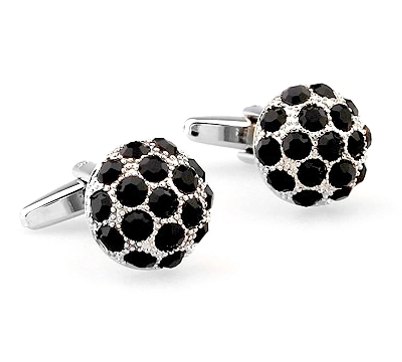 Black Crystal Dome Cufflinks (V-CF-C60192B) 4 Black Crystal Dome Cufflinks (V-CF-C60192B) - Image 2