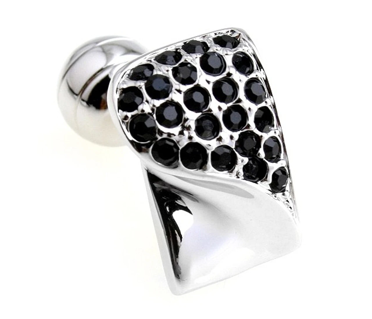 Black Swarovski® Crystal & Silver Cufflinks (V-CF-C603B-S) 3 Black Swarovski® Crystal & Silver Cufflinks (V-CF-C603B-S)