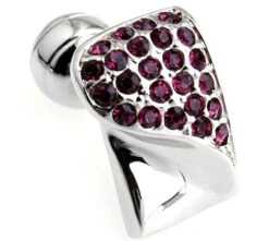 Raspberry-Colored Swarovski® Crystal & Silver Cufflinks (V-CF-C603PR-S)