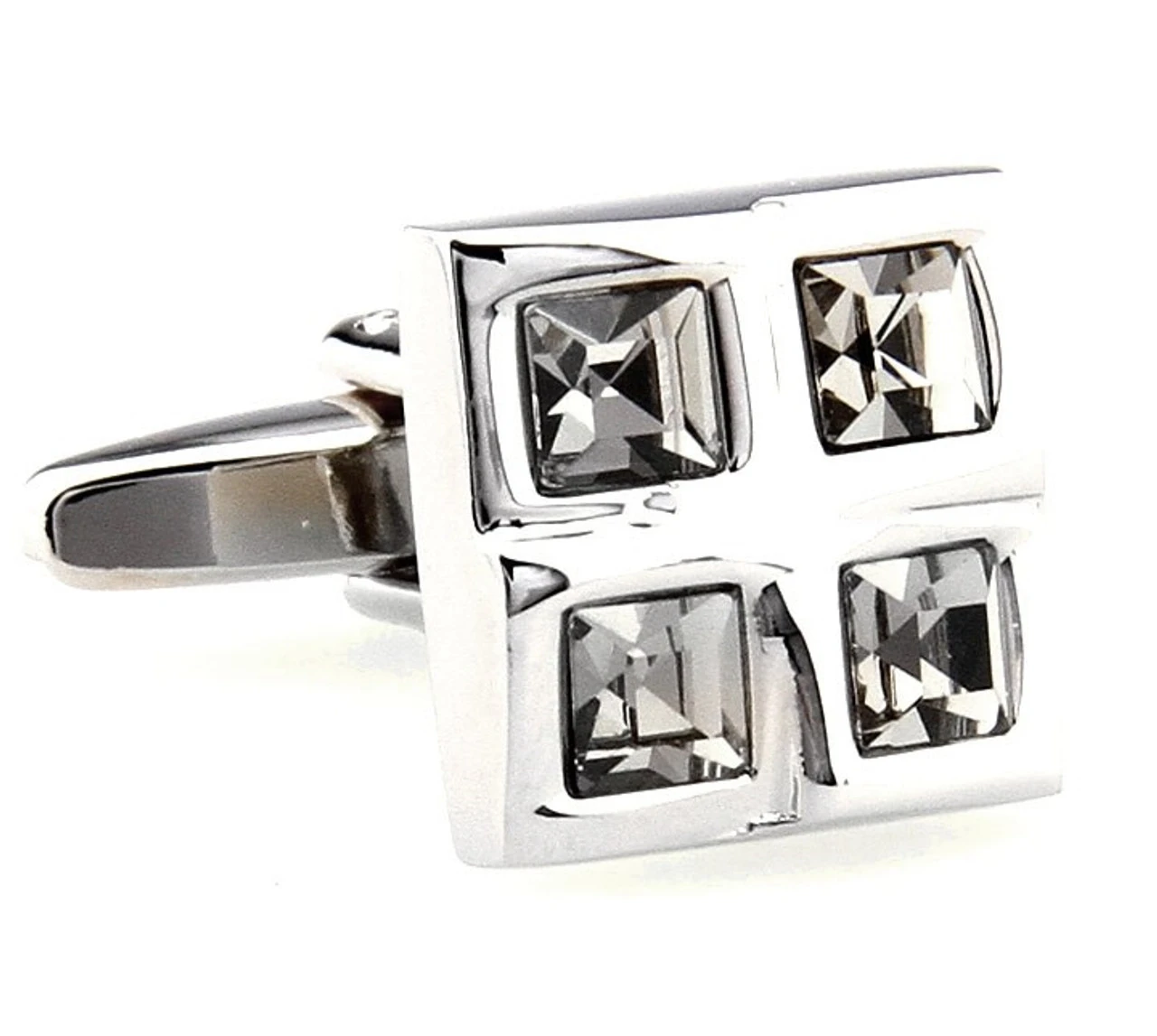 Four Square Smoke Crystals Cufflinks (V-CF-C61385SM-S) 3 Four Square Smoke Crystals Cufflinks (V-CF-C61385SM-S)