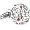 Domed Flowers With Small Red Crystals Cufflinks (V-CF-C61599R) -Fashion Formal Wear Store V CF C61599R 2 69635.1522705383
