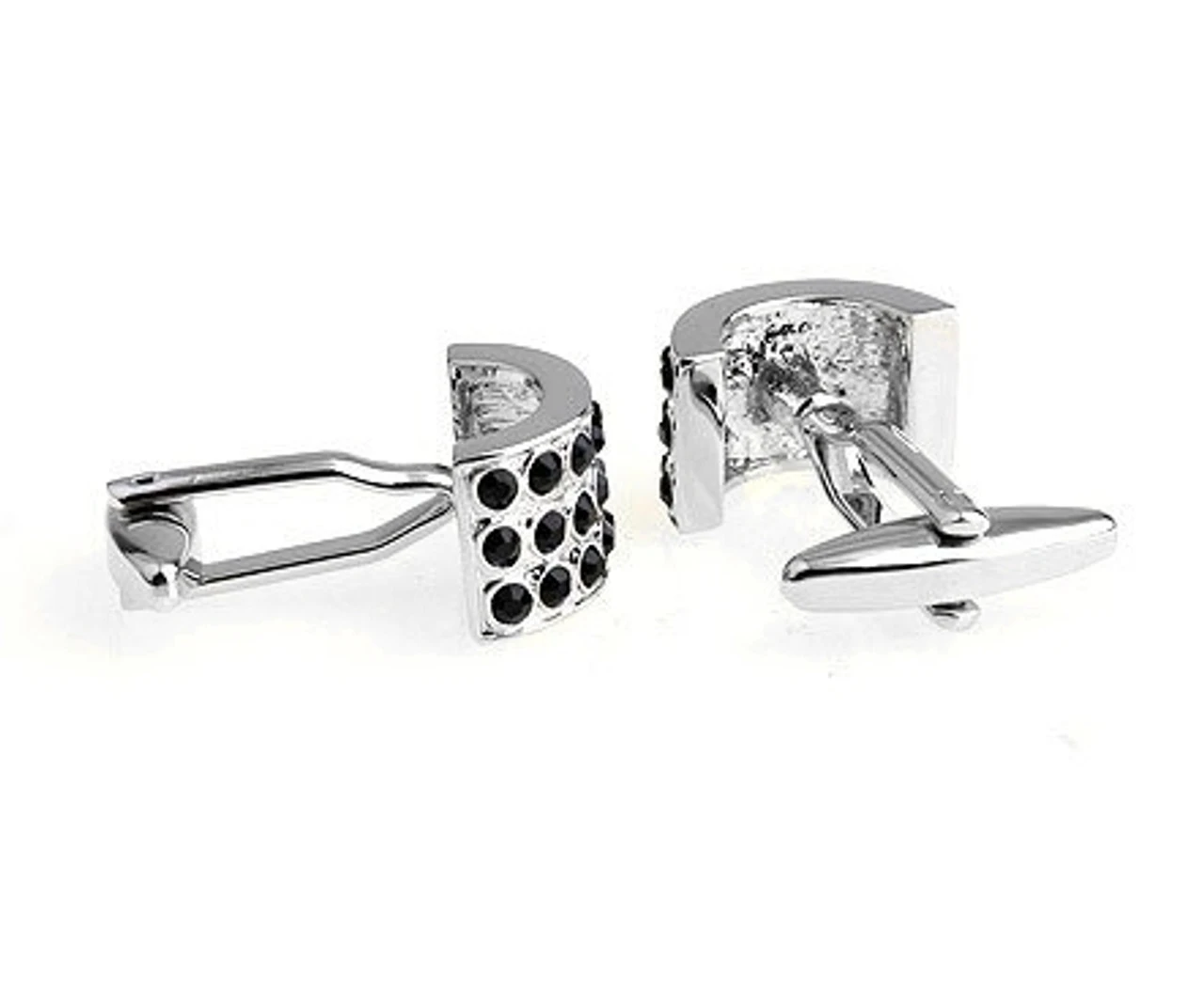 Circular Black Swarovski® Crystal Cufflinks (V-CF-C625B) 4 Circular Black Swarovski® Crystal Cufflinks (V-CF-C625B) - Image 2