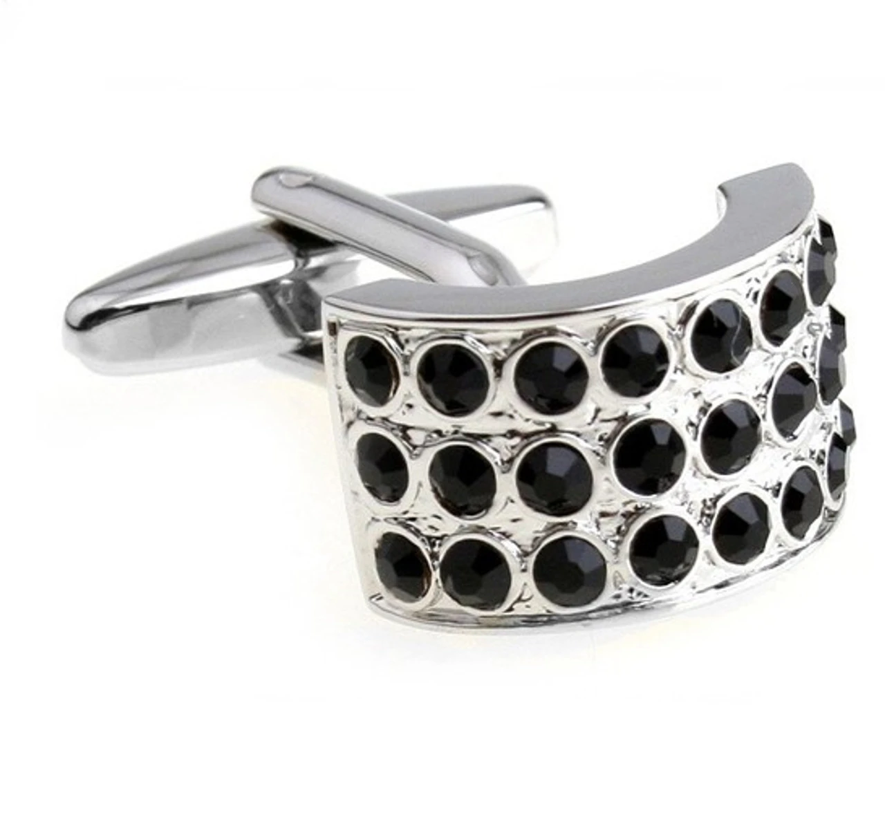 Circular Black Swarovski® Crystal Cufflinks (V-CF-C625B) 3 Circular Black Swarovski® Crystal Cufflinks (V-CF-C625B)
