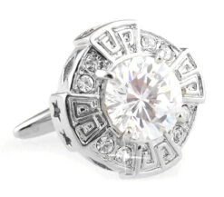 Oversized Diamond Faceted Crystal Cufflinks (V-CF-C64110C)