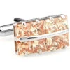 Square Cut Peach Color Crystal Cufflinks (V-CF-C64355CO-S)