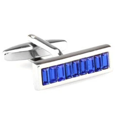 Royal Blue Swarovski® Crystal Baguette Cufflinks (V-CF-C64921BL-S)