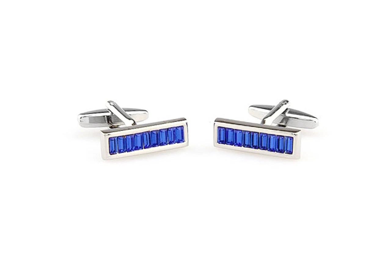 Royal Blue Swarovski® Crystal Baguette Cufflinks (V-CF-C64921BL-S) 5 Royal Blue Swarovski® Crystal Baguette Cufflinks (V-CF-C64921BL-S) - Image 3