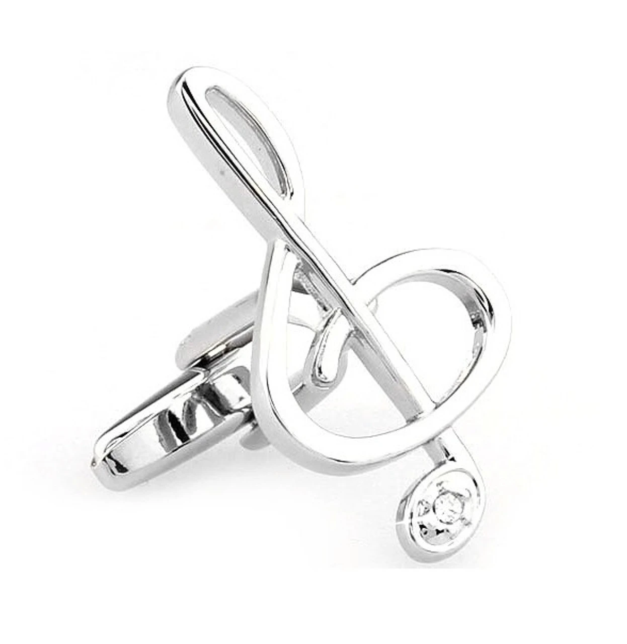 Large Treble Clef With Diamond Crystal Cufflinks (V-CF-C64927C-S) 3 Large Treble Clef With Diamond Crystal Cufflinks (V-CF-C64927C-S)