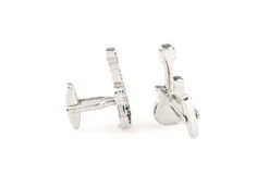 Large Silver Guitar With Black Crystals Cufflinks (V-CF-C64933B-S) -Fashion Formal Wear Store V CF C64933B S 2 07059.1534195110
