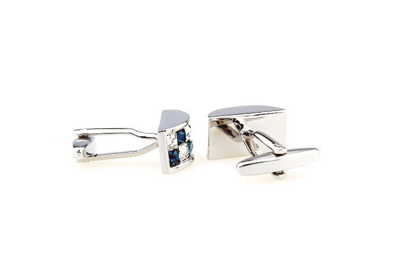 Blue And Diamond Crystal Arch Design Cufflinks (V-CF-C65440CLBL-S) 4 Blue And Diamond Crystal Arch Design Cufflinks (V-CF-C65440CLBL-S) - Image 2