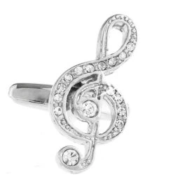 Treble Clef With Diamond Crystal Cufflinks (V-CF-C68381C-S)