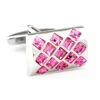 Pink Insert Square Crystals Design Cufflinks (V-CF-C7714P) -Fashion Formal Wear Store V CF C7714P 2 59123.1522712025