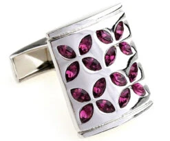 Purple Faceted Swarovski® Crystal Flower Cufflinks (V-CF-C805PR)