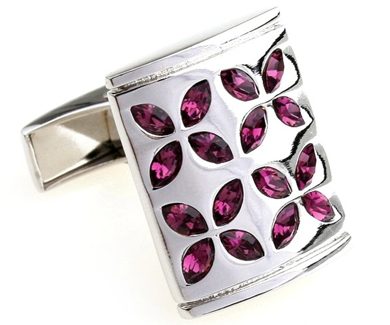 Purple Faceted Swarovski® Crystal Flower Cufflinks (V-CF-C805PR) 3 Purple Faceted Swarovski® Crystal Flower Cufflinks (V-CF-C805PR)