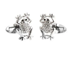 Silver Frog With Swarovski® Crystals Cufflinks (V-CF-C8075B-S) -Fashion Formal Wear Store V CF C8075B S 3 11461.1522715338