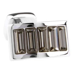 Smoke-Colored Swarovski® Crystal Arch Cufflinks (V-CF-C900SM)
