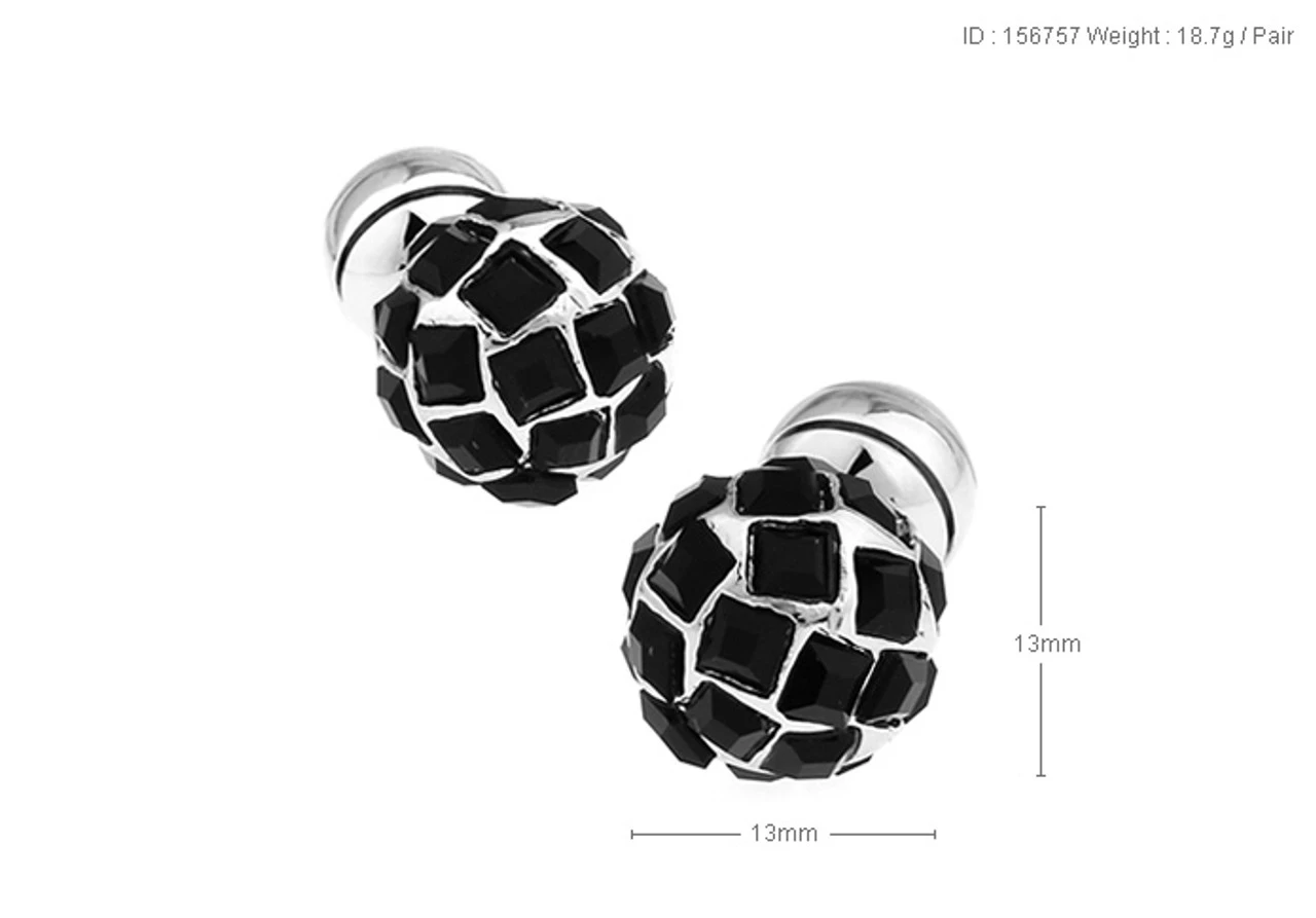Black Swarovski® Crystal Ball Cufflinks (V-CF-C902B) 4 Black Swarovski® Crystal Ball Cufflinks (V-CF-C902B) - Image 2