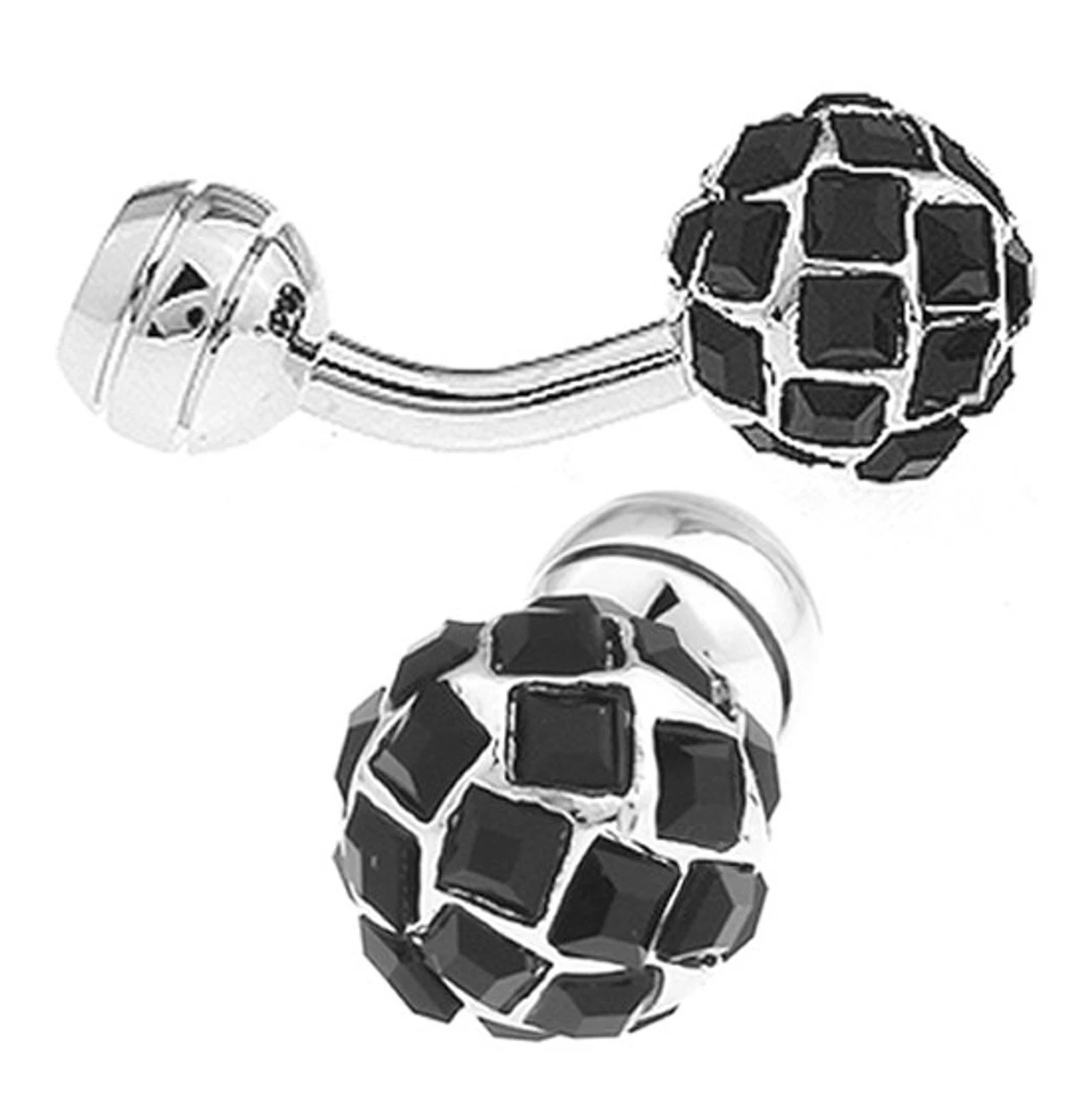 Black Swarovski® Crystal Ball Cufflinks (V-CF-C902B) 3 Black Swarovski® Crystal Ball Cufflinks (V-CF-C902B)