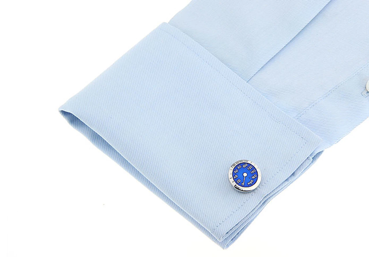 Blue Speedometer Cufflinks (V-CF-E210012BL-S) 6 Blue Speedometer Cufflinks (V-CF-E210012BL-S) - Image 4