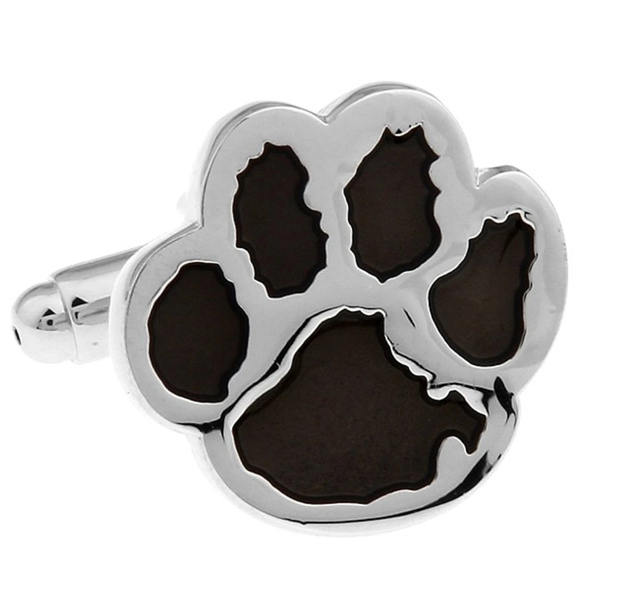 Black Enamel Paw Print Dog Cufflinks (V-CF-E401B) 3 Black Enamel Paw Print Dog Cufflinks (V-CF-E401B)