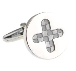 Grey Enamel Cross Design Cufflinks (V-CF-E40453GY)