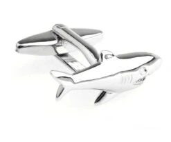 Silver Great White Shark Cufflinks (V-CF-E449-S)