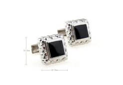 Large Black Enamel Cufflinks (V-CF-E56772) -Fashion Formal Wear Store V CF E56772 3 19989.1534162191